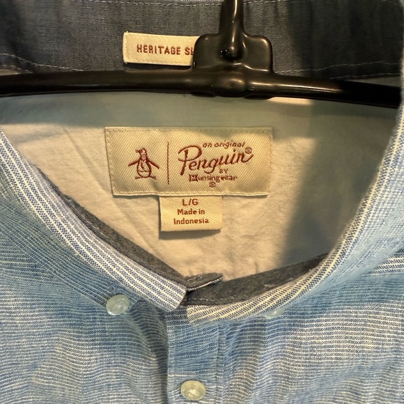 Original Penguin Blue Casual Button Down Shirt - Picture 3 of 6